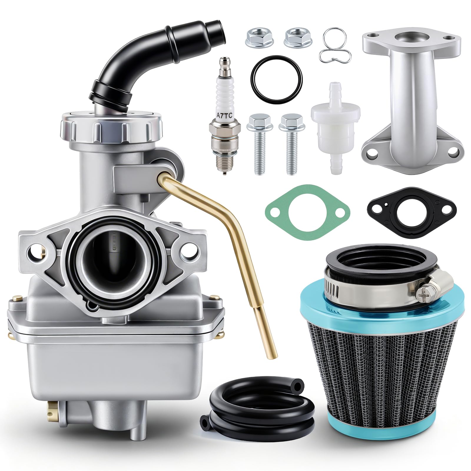 AUTOKAY PZ20 carburetor assembly improves throttle response for 50cc-125cc ATVs.