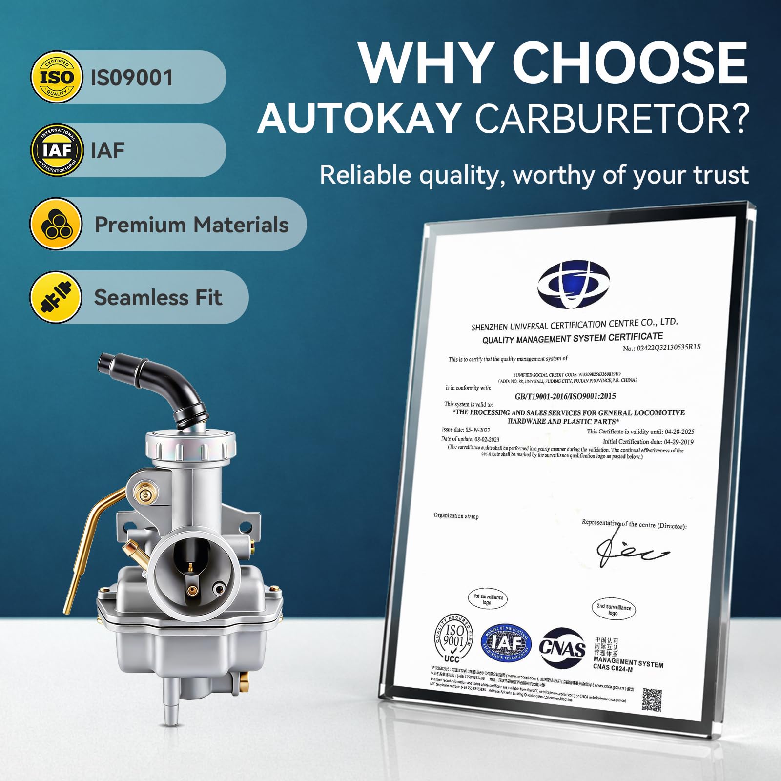 AUTOKAY PZ20 carburetor with screws and spark plug for maintenance.