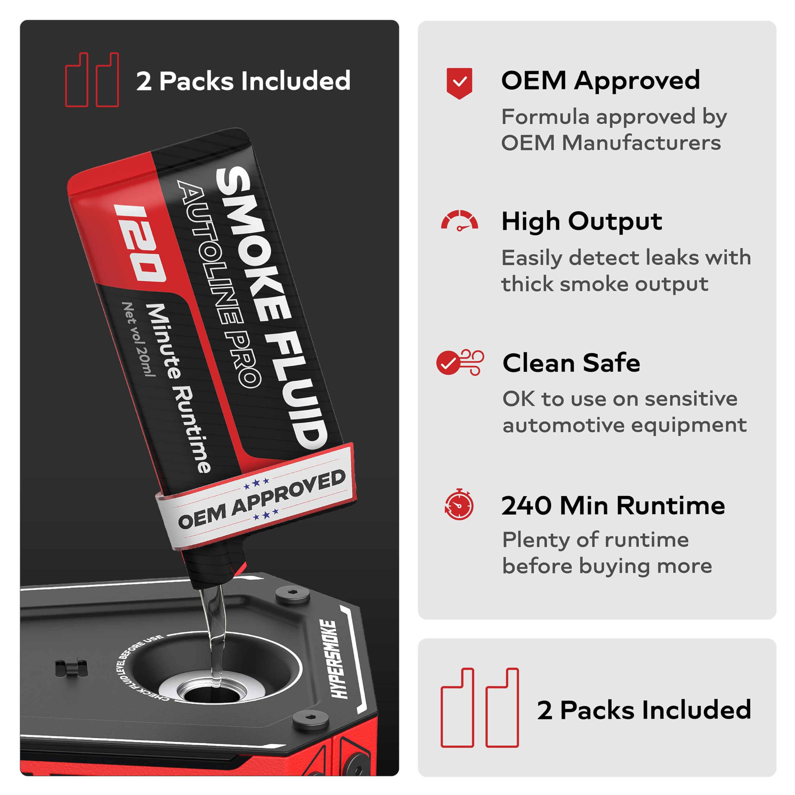 AutoLine Pro HyperSmoke nozzle and hose ready for leak diagnostics