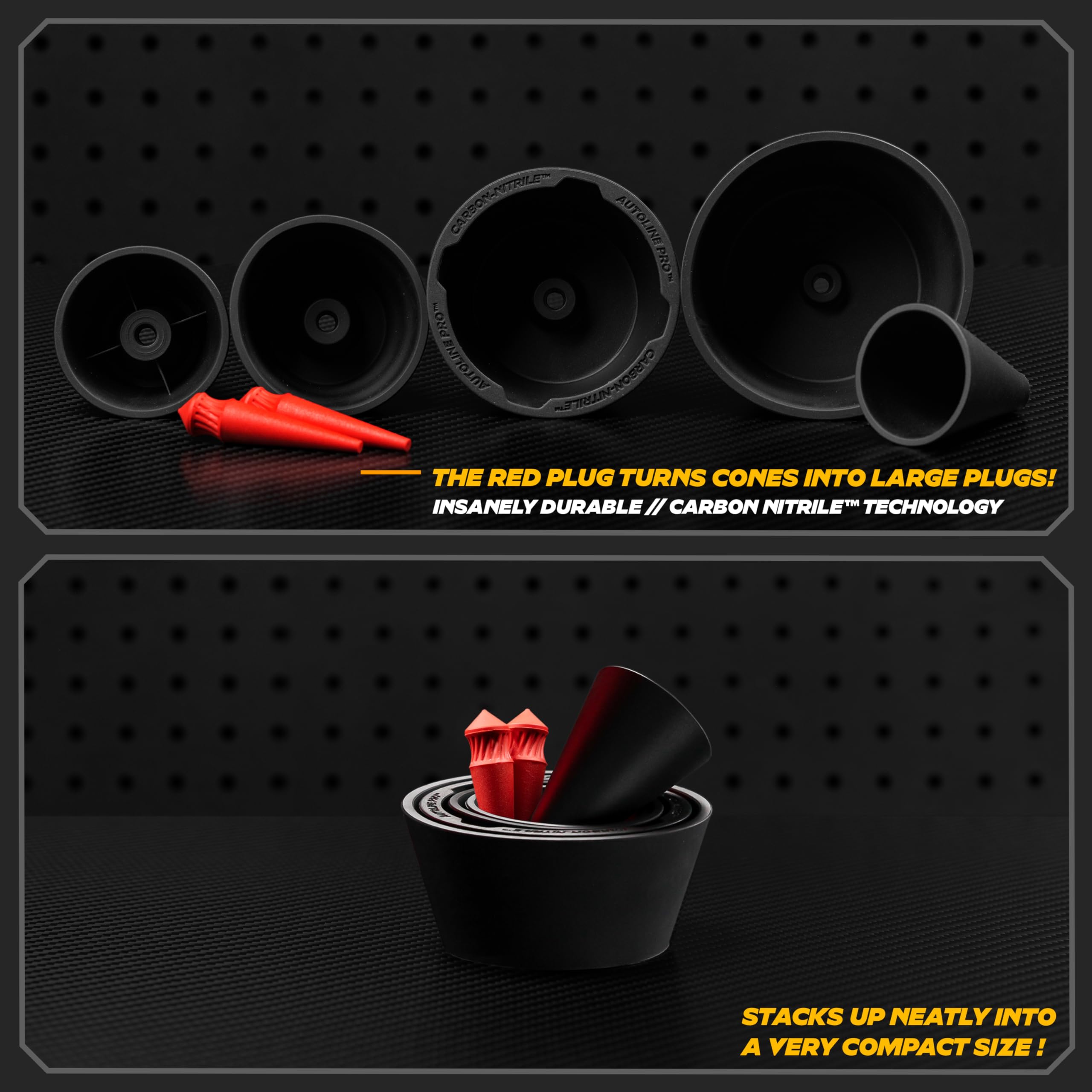 AutoLine Pro cap plugs seal openings to prevent smoke escape during tests.