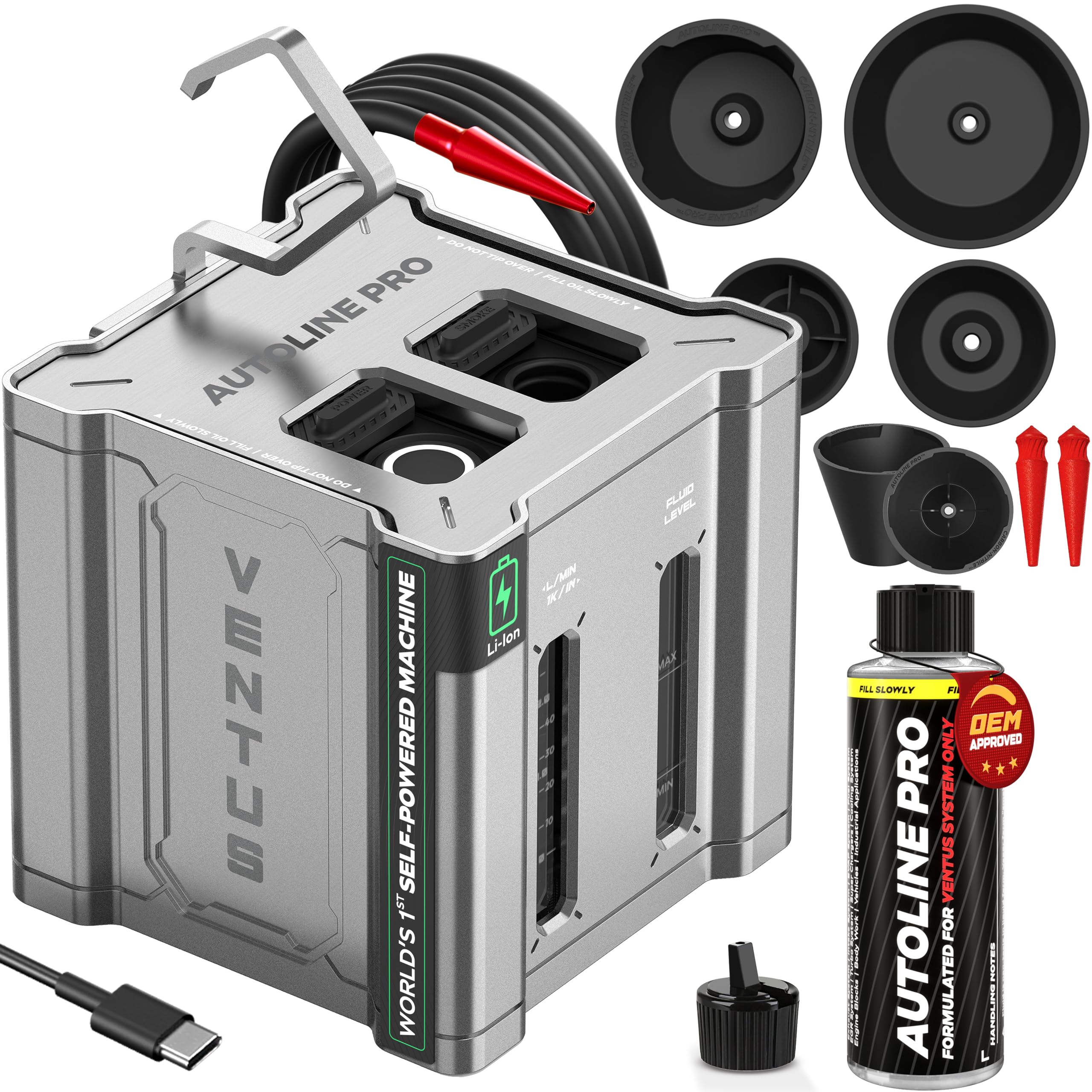 AutoLine Pro Ventus smoke machine front view for portable EVAP and vacuum testing
