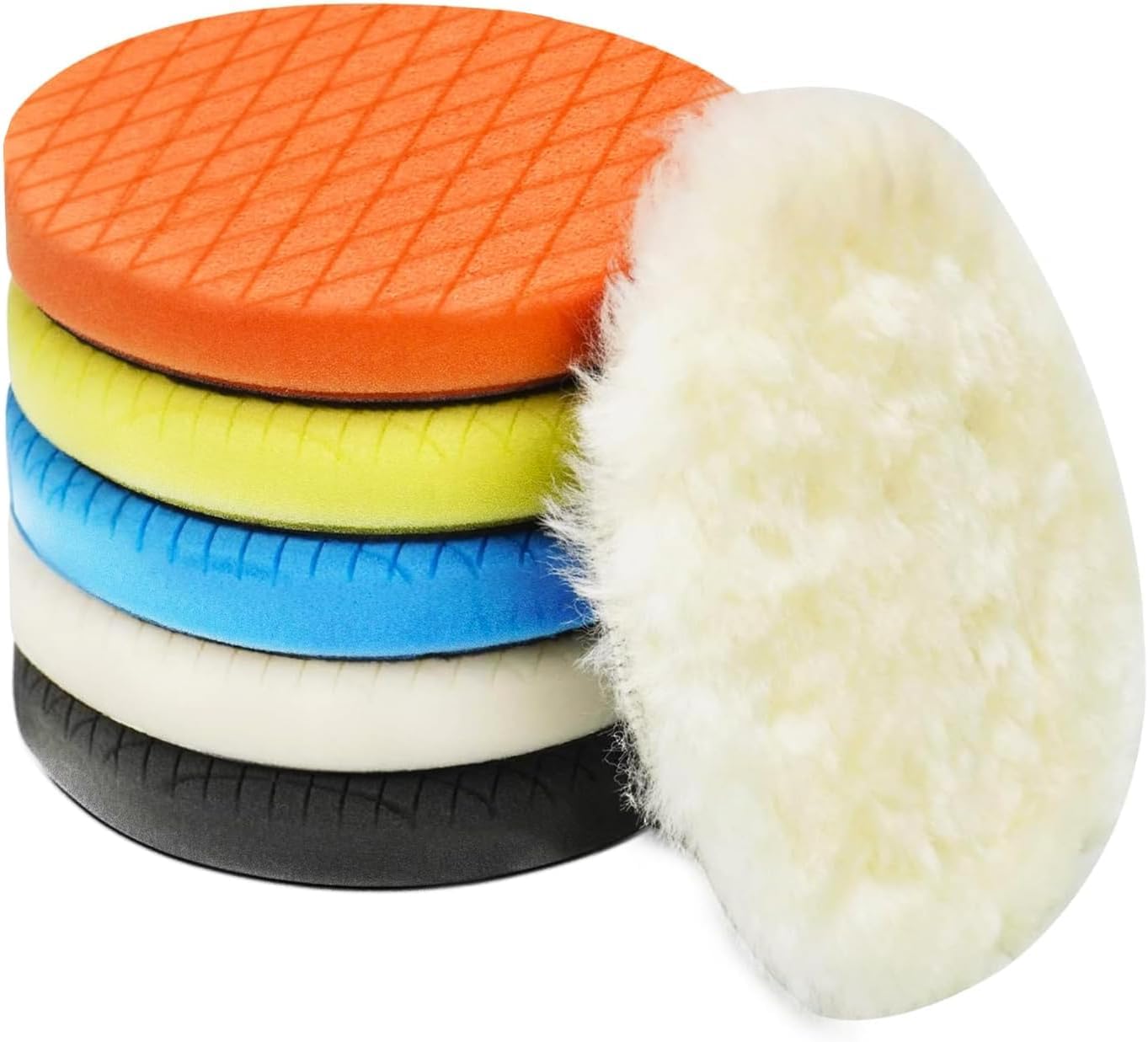 Autolock 6in buffing pads front view, ideal for car detailing and polishing prep.