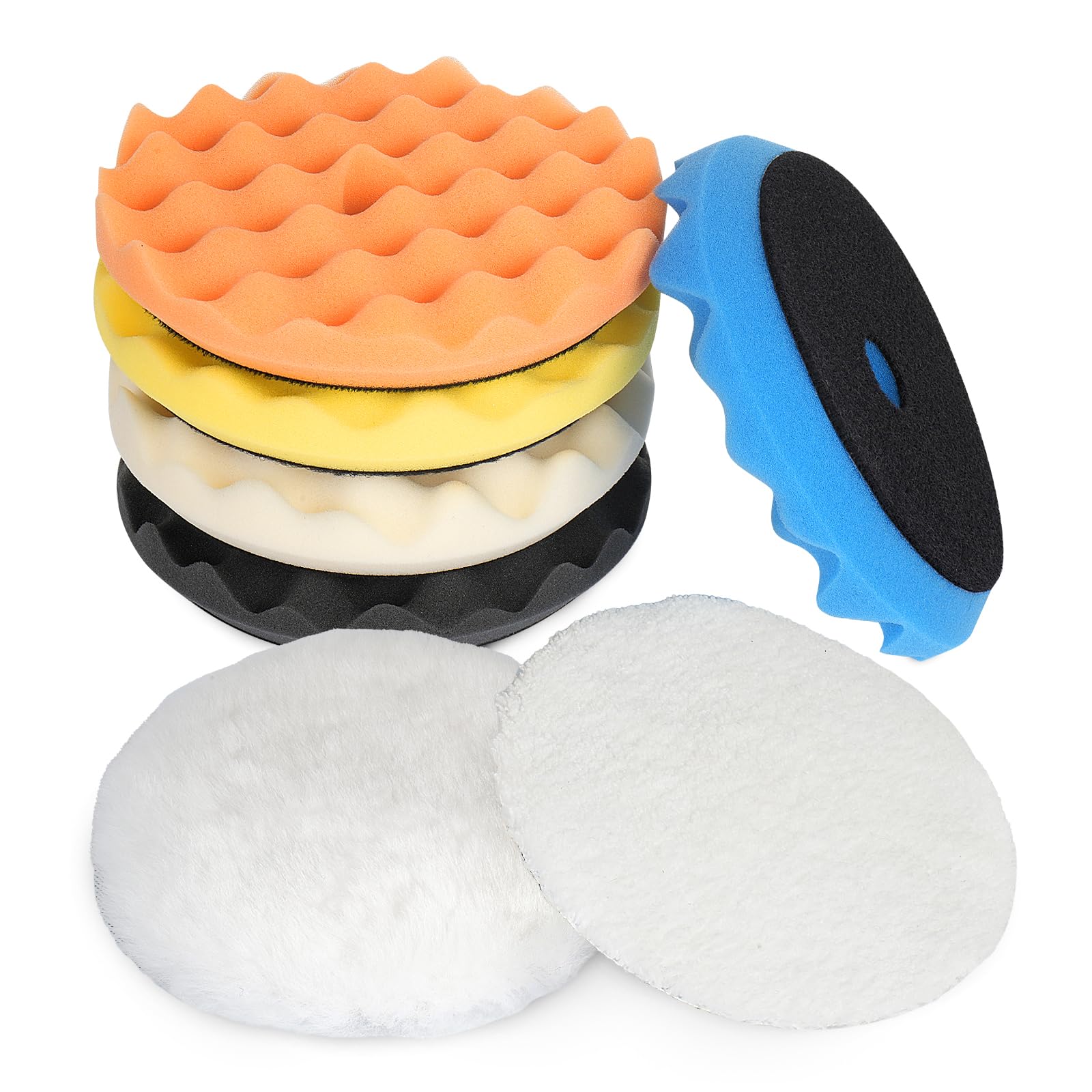 Autolock 6in buffing pad front view shows dual-size design aiding surface protection during polishing.