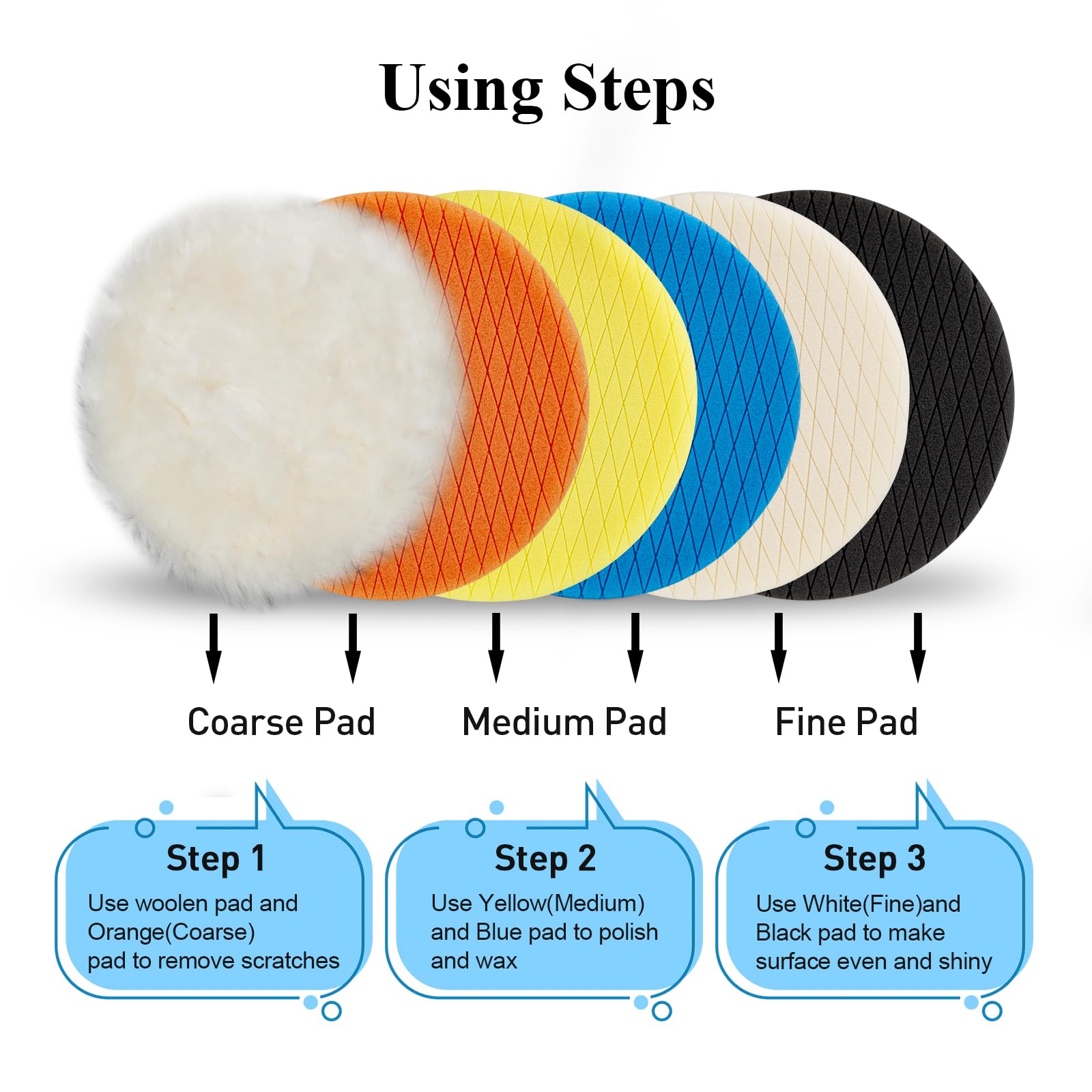 Autolock yellow and blue polishing pad duo for removing swirl marks.