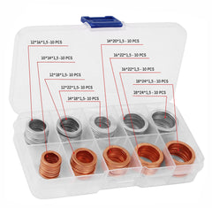 AUTOMAJOR 100-piece crush washer kit laid out for easy size selection and oil changes.