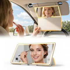 Automiim car sun vanity mirror with protective cover shields the reflection during travel.
