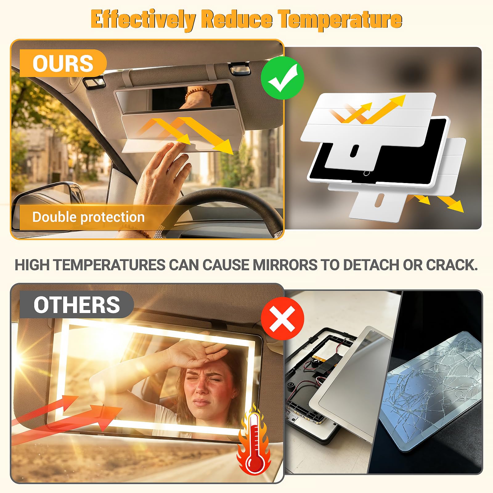 Automiim large clear view mirror provides detailed reflection for precise makeup.
