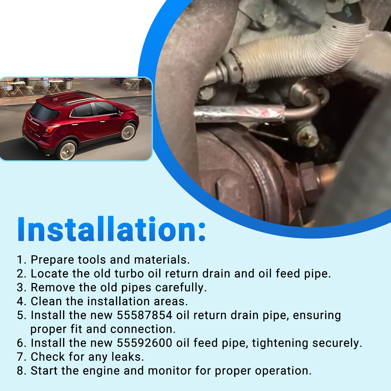Automkt oil return/drain pipe with part numbers 55587854 and 55592600.