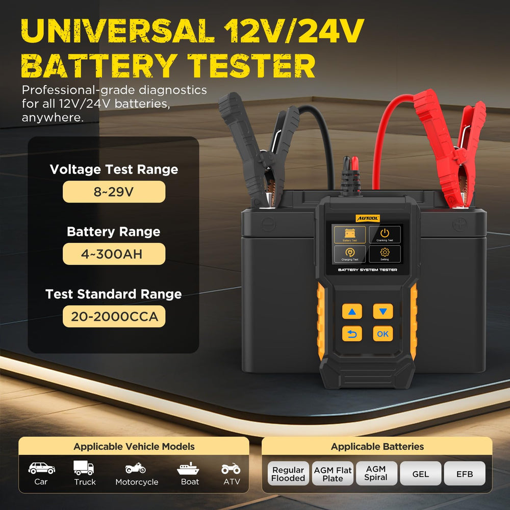 AUTOOL BT360 diagnostic parameters including voltage and CCA