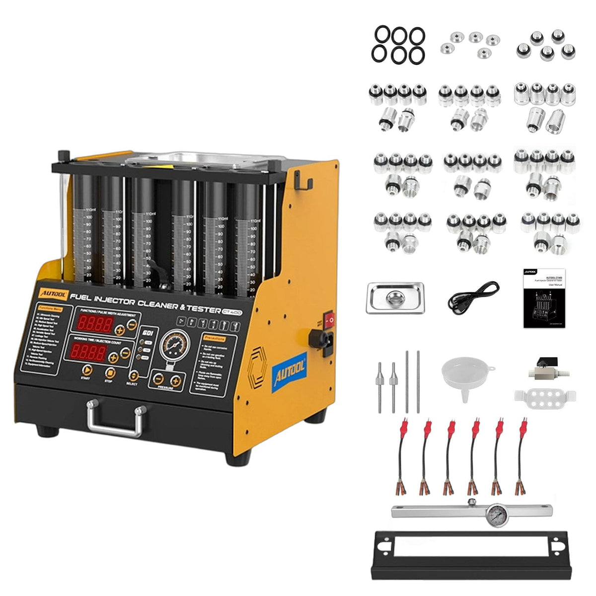 AUTOOL CT400 digital control panel displaying injector status for precise cleaning