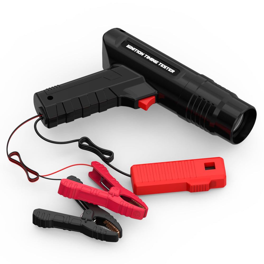 AUTOOL timing light 12V with strong xenon flash for daylight ignition timing checks.