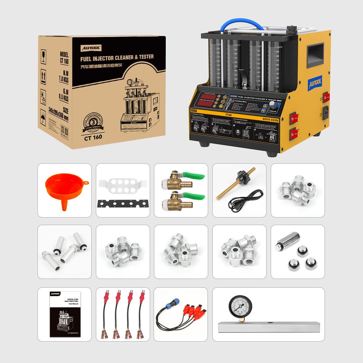 Warranty and support information from AUTOOL for injector equipment.