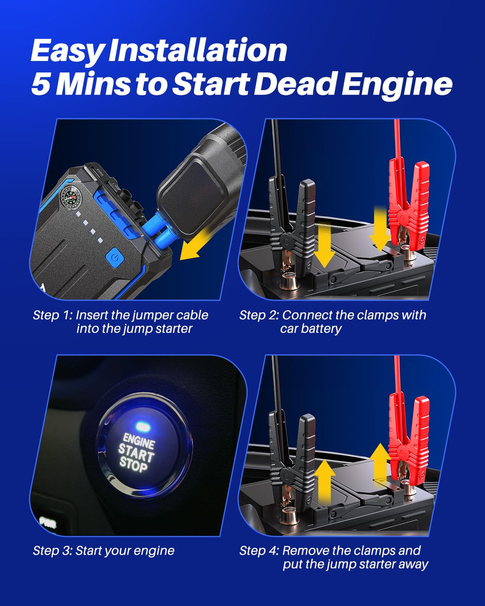 AUTOONE 4000A USB output enables on-the-go device charging
