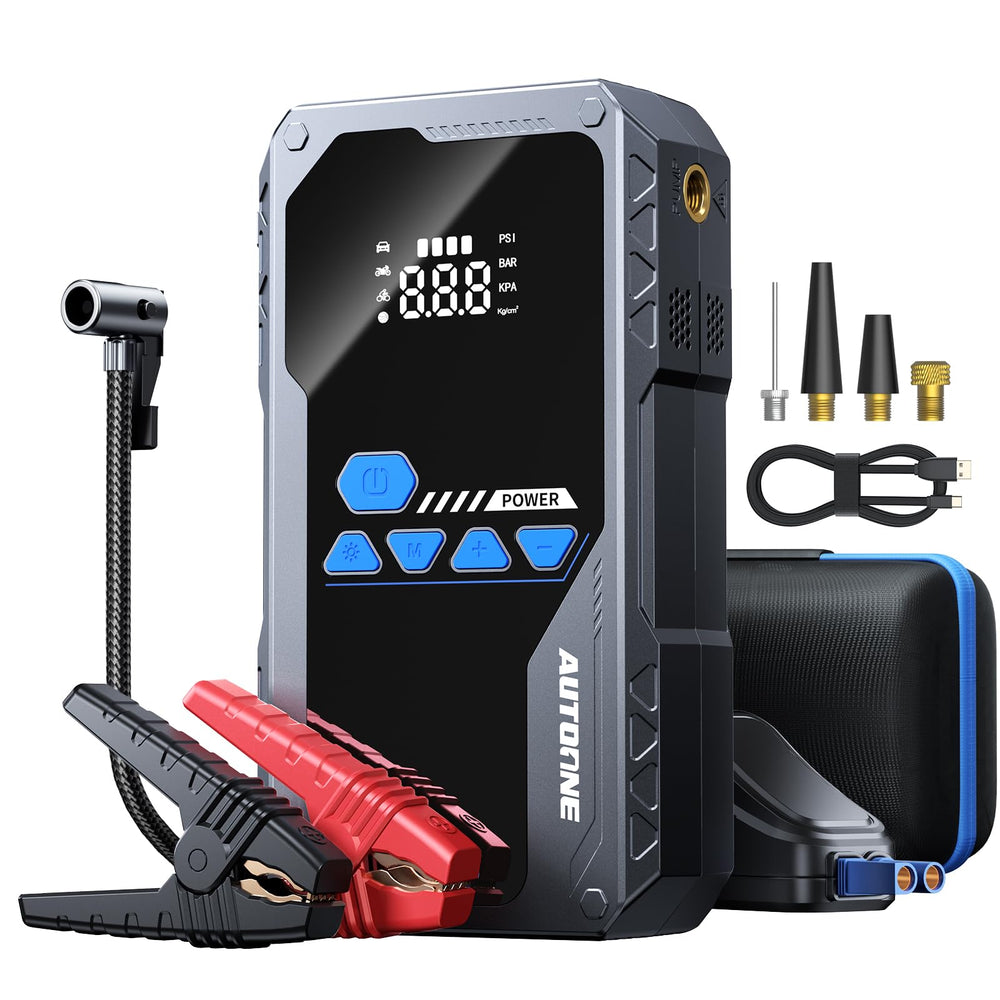 AUTOONE 6000A jump starter front view for quick emergency engine starts.