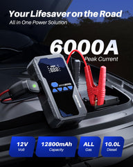 AUTOONE 6000A LED flashlight in use for nighttime roadside aid.