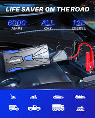 AUTOONE 6000A versatile usage powers multiple vehicles with one portable unit.