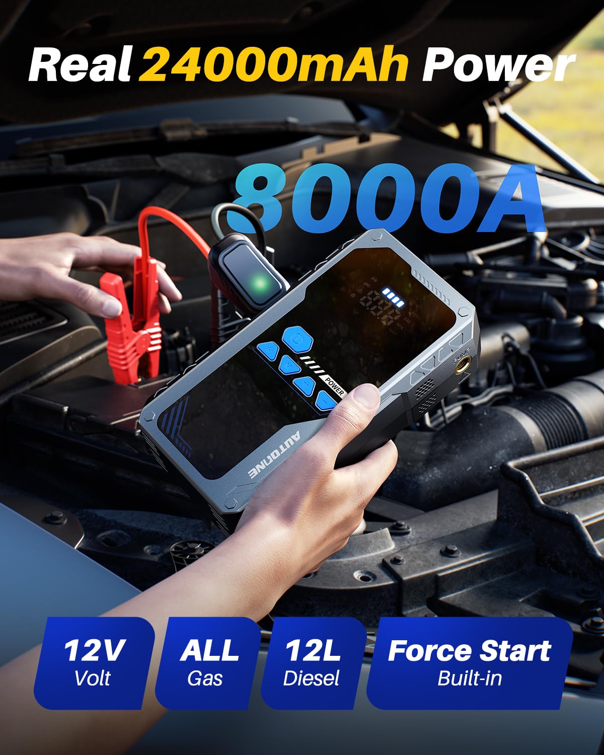 AUTOONE 8000A air compressor in action inflating tires quickly