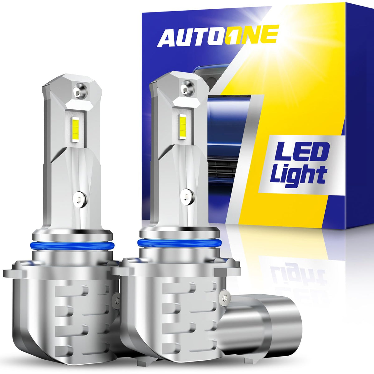 Autoone 9005 LED bulb in box with clear packaging for quick selection