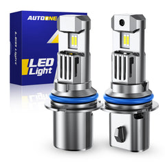 AutoOne 9007/HB5 LED bulb front view with plug-and-play fit for easy upgrade.