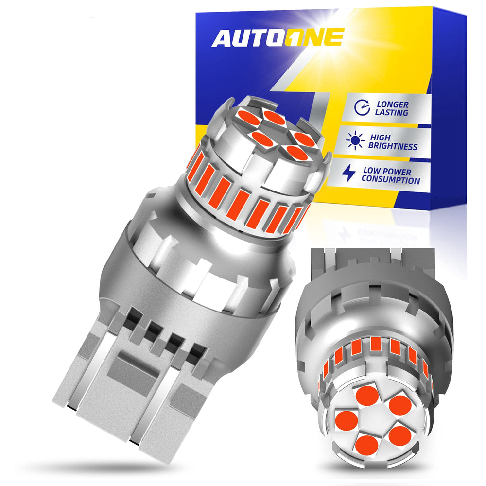 AUTOONE 7440/7443 LED strobe front view shows vivid red signal.