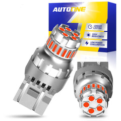 AUTOONE 7440/7443 LED strobe front view shows vivid red signal.
