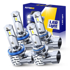 AUTOONE H11/H9/H8 LED bulbs pack four with bright, clear beams for safer night visibility.