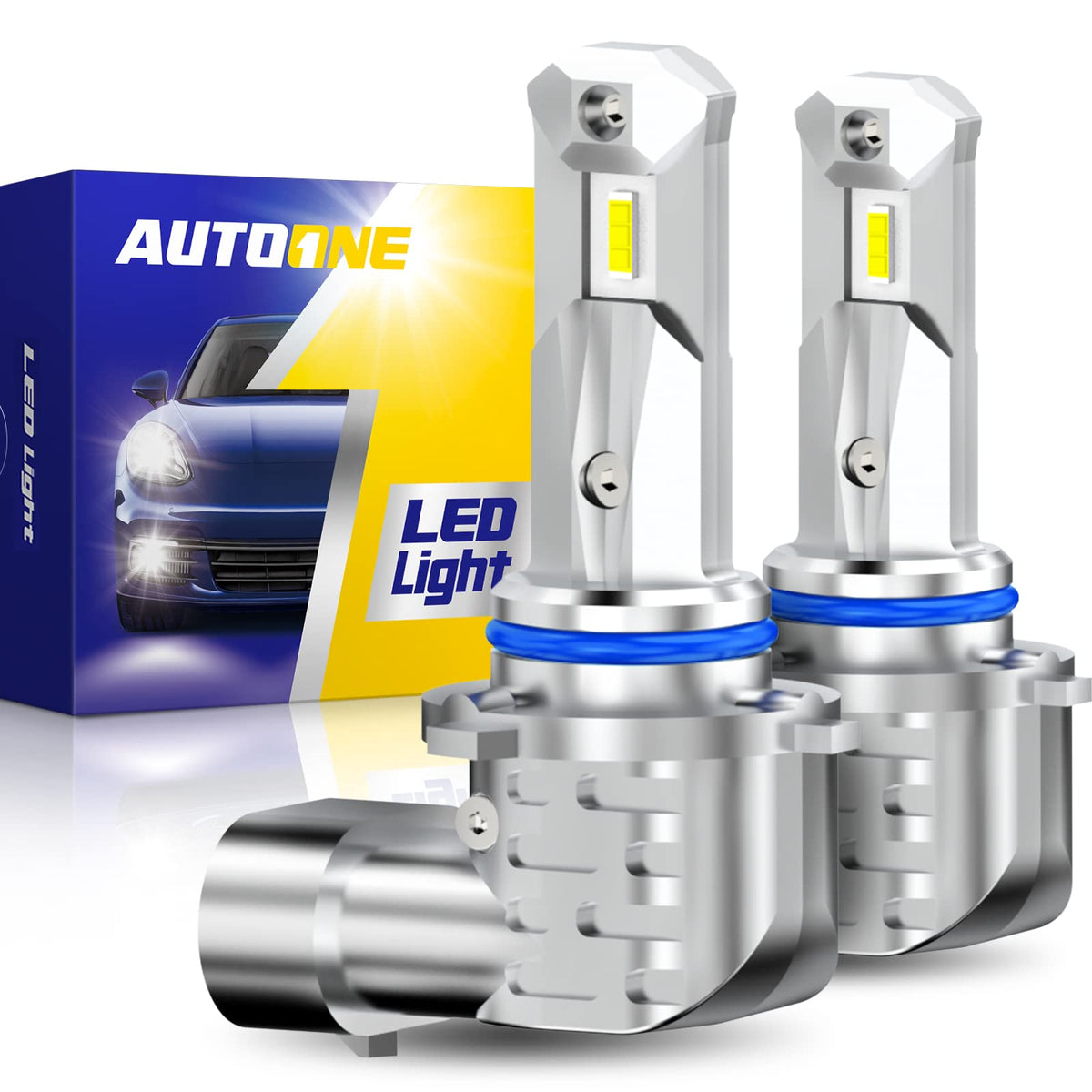 AutoOne HB4/9006 front view emitting 6000K daylight for clear night visibility