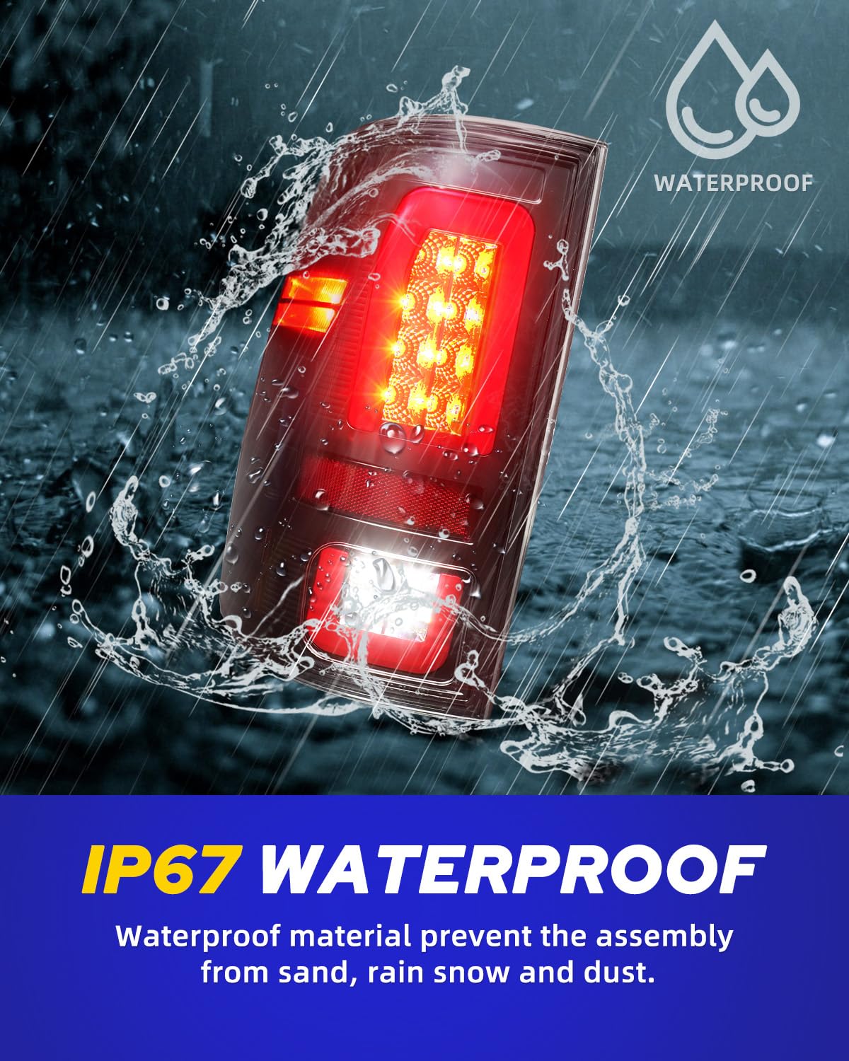AUTOONE IP67 waterproof Ram tail light protects against dust and moisture