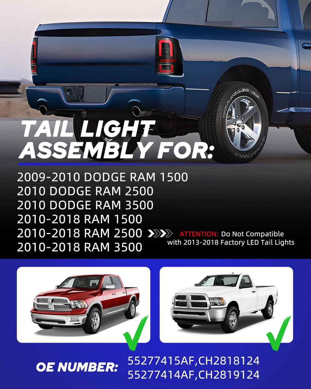 AUTOONE passenger-side transparent LED Ram tail light improves rear visibility