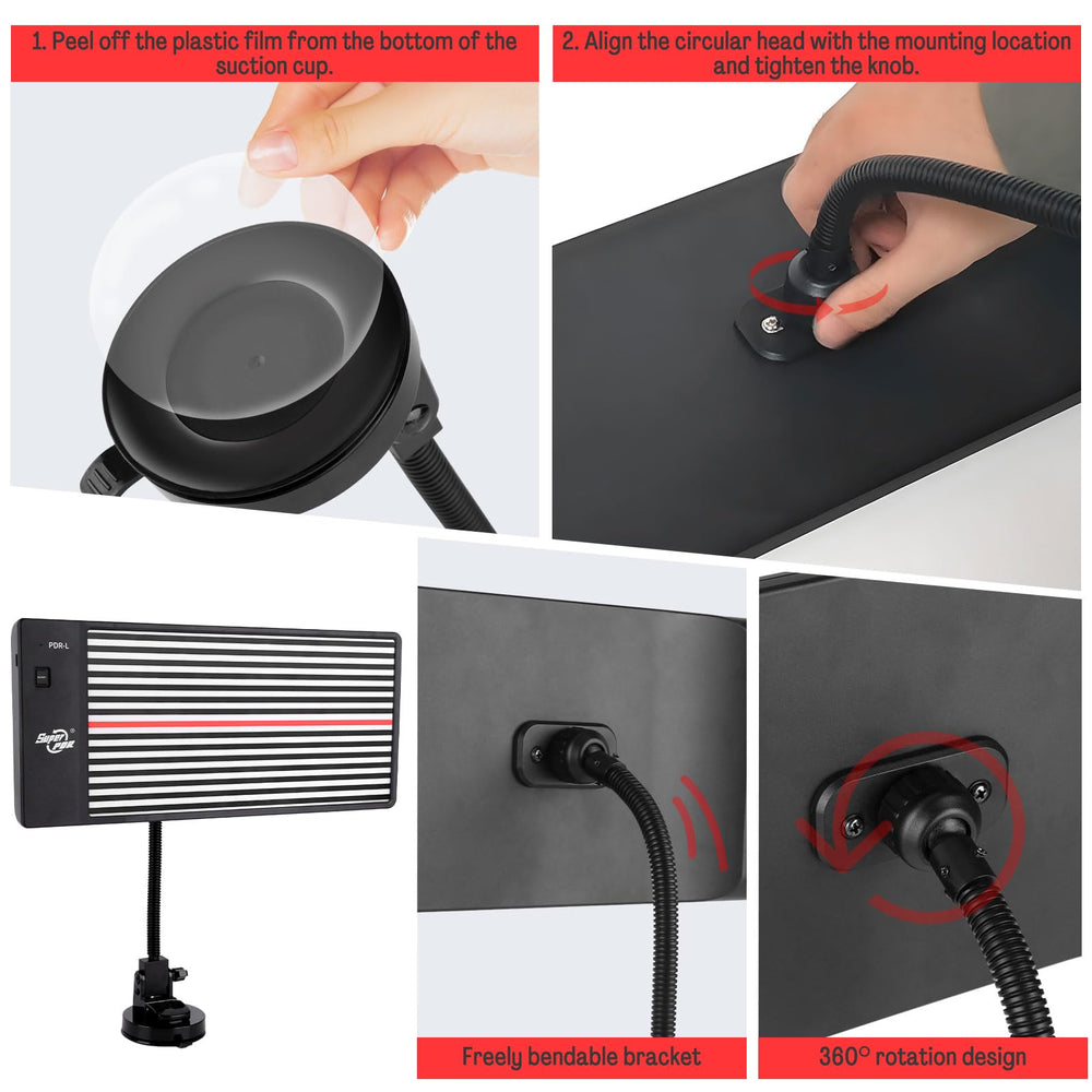 AUTOPDR Dent Puller adjustable brightness levels for clear dent visibility.