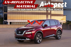 Autopect Windshield Sun Shade reduces interior heat buildup to protect upholstery.