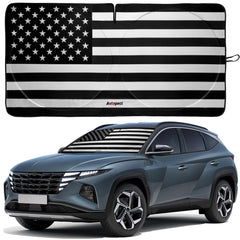 Autopect windshield sun shade with American flag design provides durable interior protection