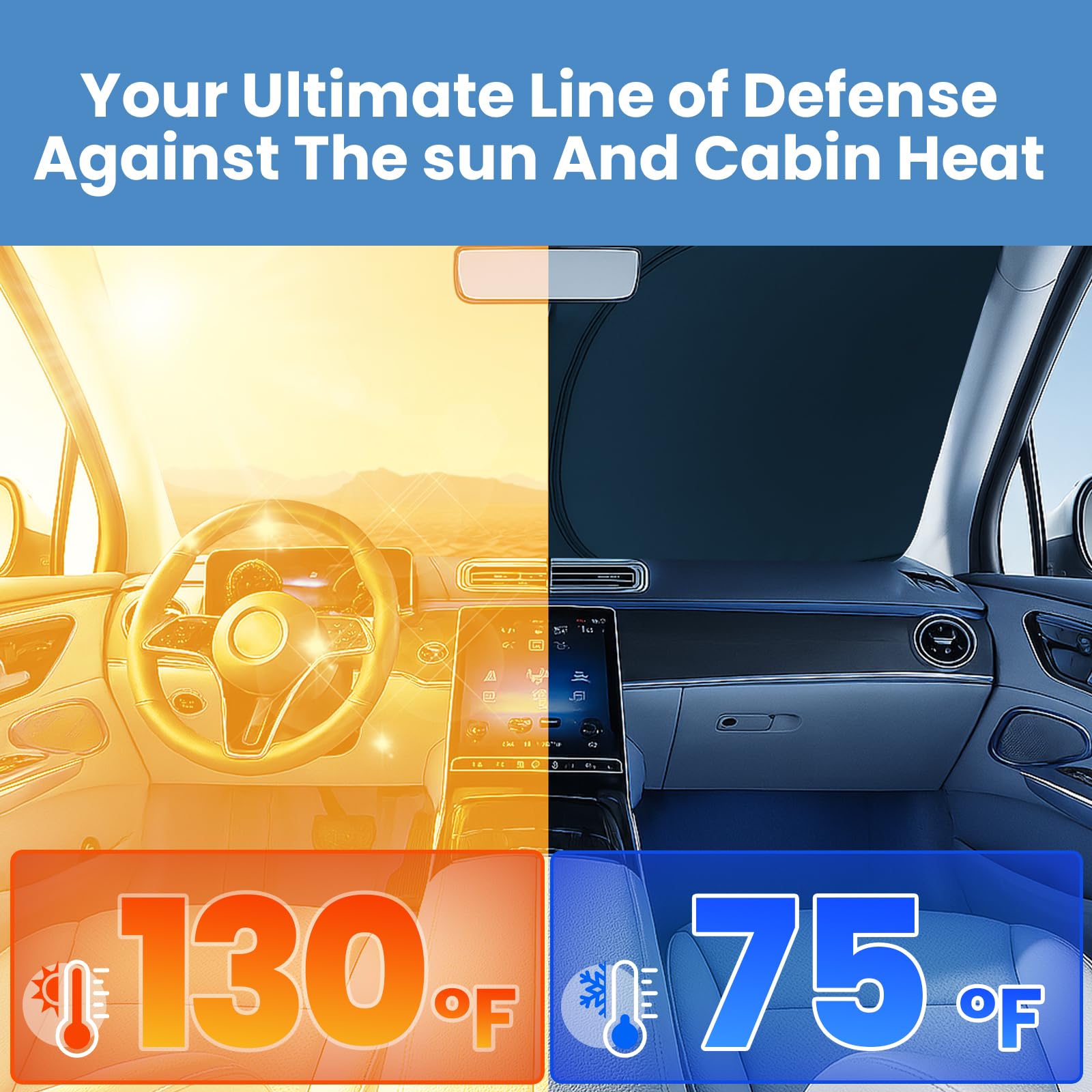 Autopect heat-reduction sun shade helps maintain cooler cabin in bright sun