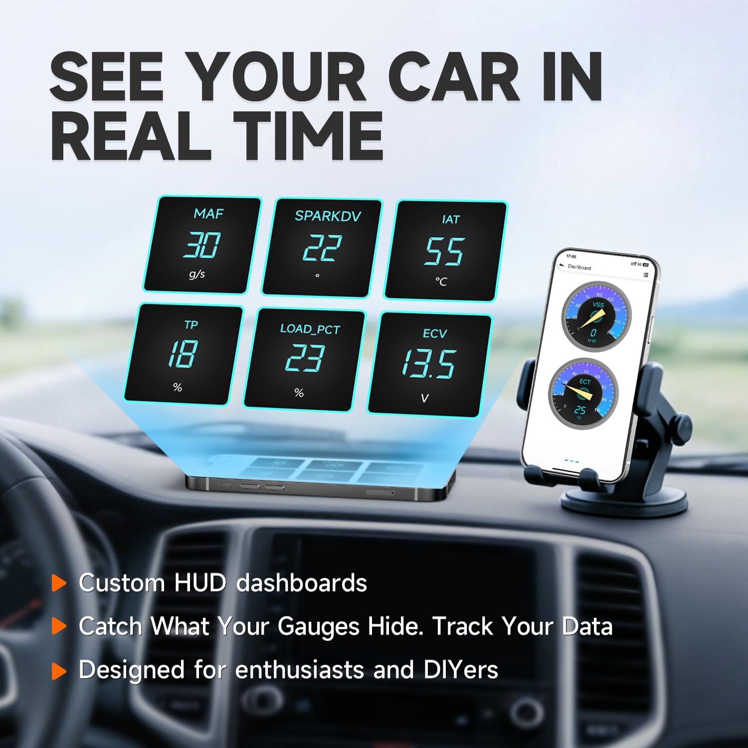 Autophix 3210 Pro customizable HUD for at-a-glance vehicle data