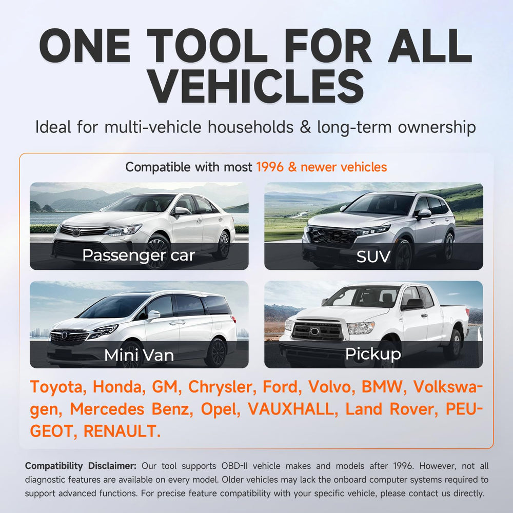 Autophix 3210 Pro supports most 1996+ vehicles for broad compatibility