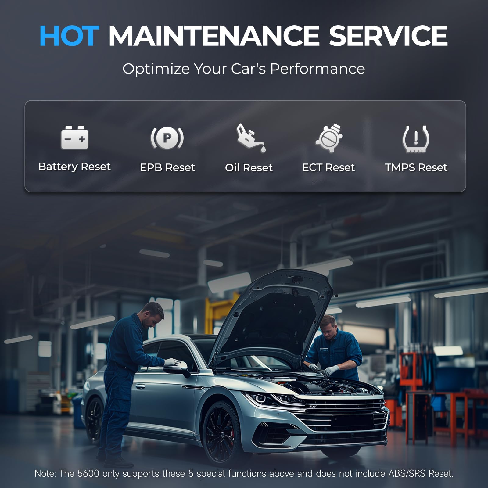 AUTOPHIX 5600P+ OBD2 scanner shows ABS and SRS status for safe repairs