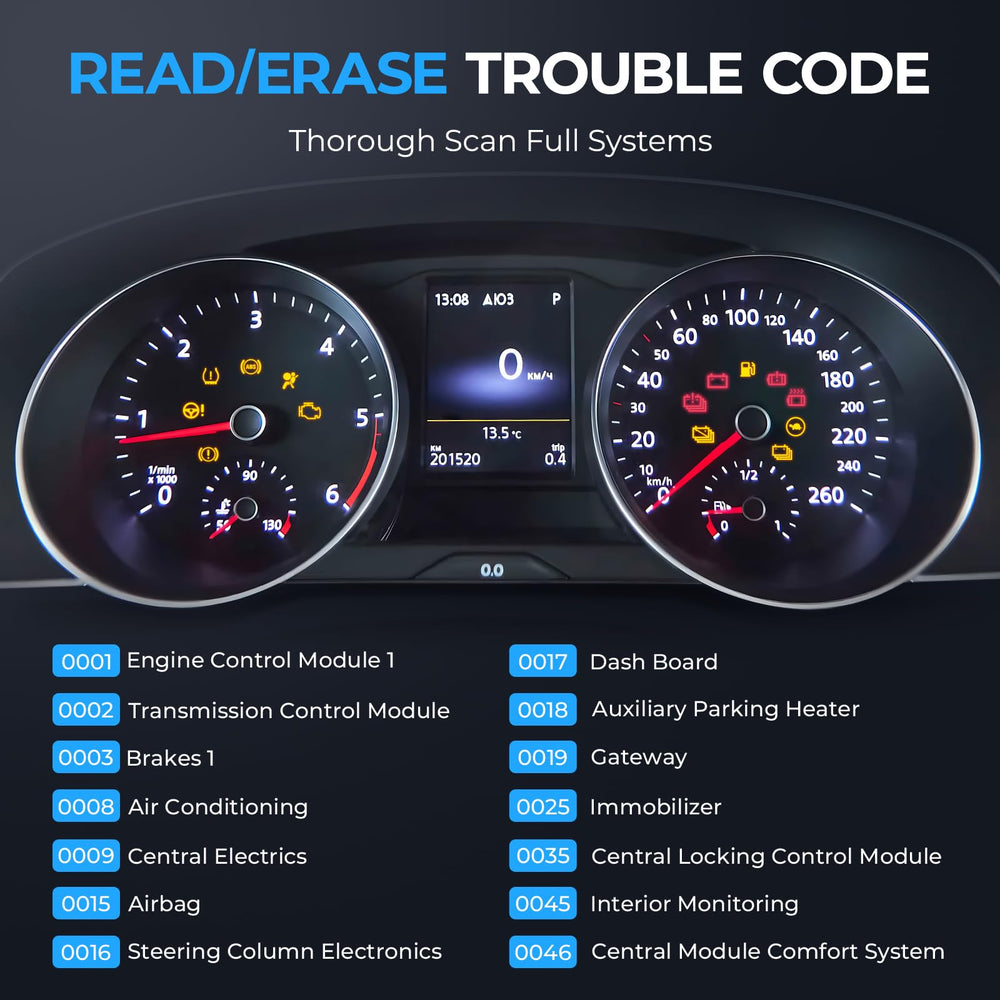 AUTOPHIX 5600P+ OBD2 scanner displaying VW/Audi diagnostics