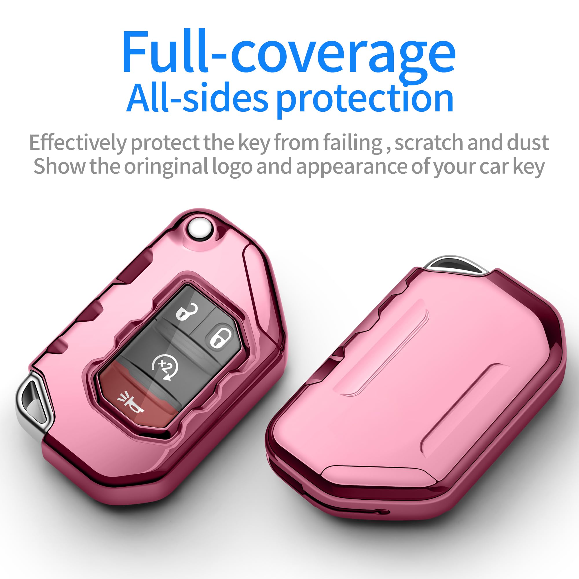 Autophone pink key fob case back view highlighting edge protection against drops.