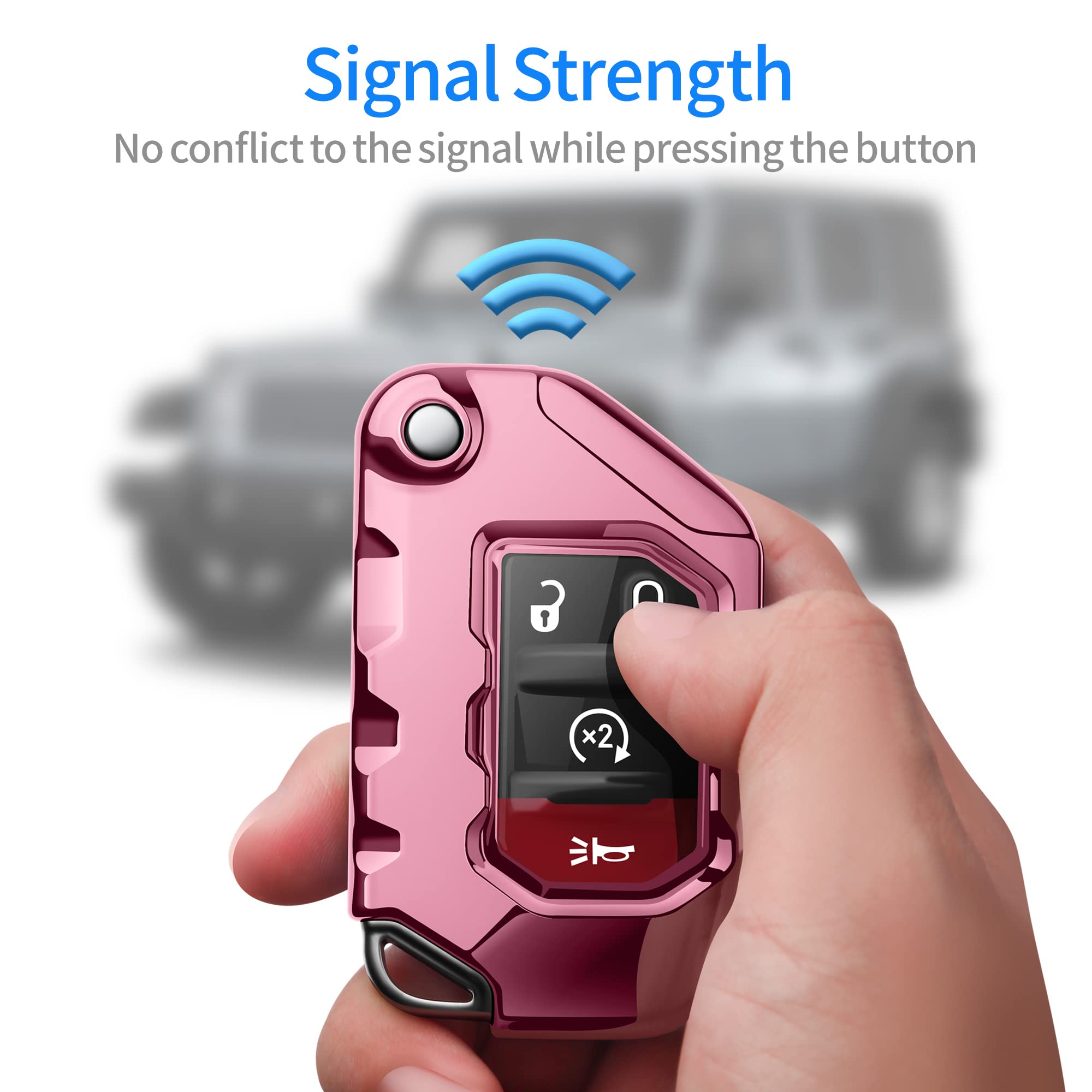 Autophone wrangler jl compatibility pink fob cover keeps keys protected.