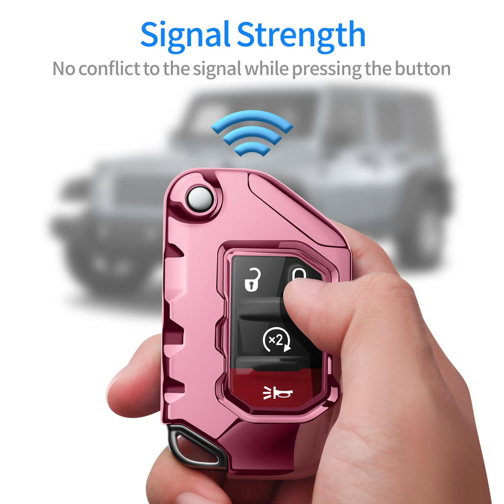 Autophone wrangler jl compatibility pink fob cover keeps keys protected.