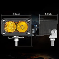 Auto Power Plus amber LED pods mounted on vehicle for rugged off-road use.