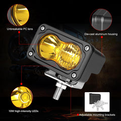 Auto Power Plus amber LED pods maintain performance in dusty and wet conditions.