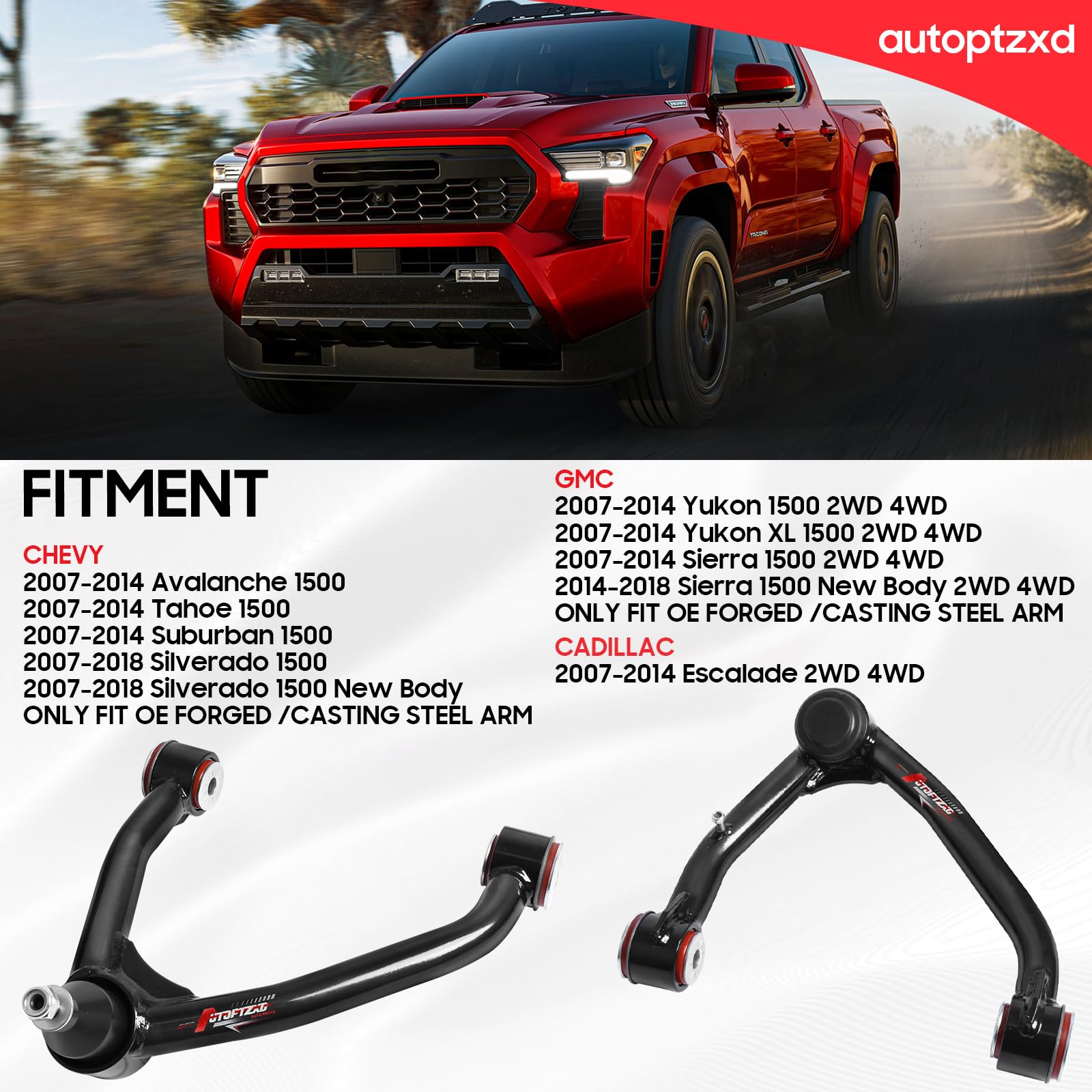 Autoptzxd front upper control arm bushing assembly for smoother ride