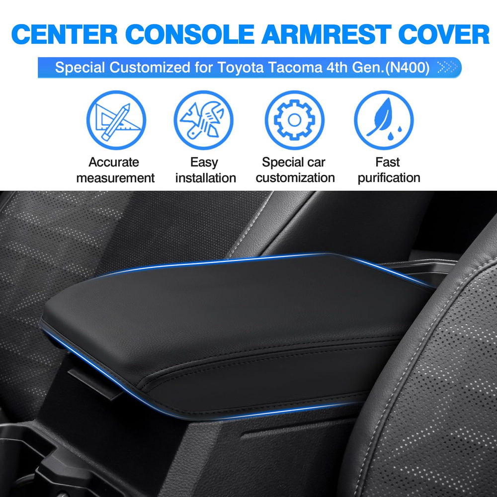 Autorder armrest-cover in durable leather guarding the Tacoma armrest from scratches