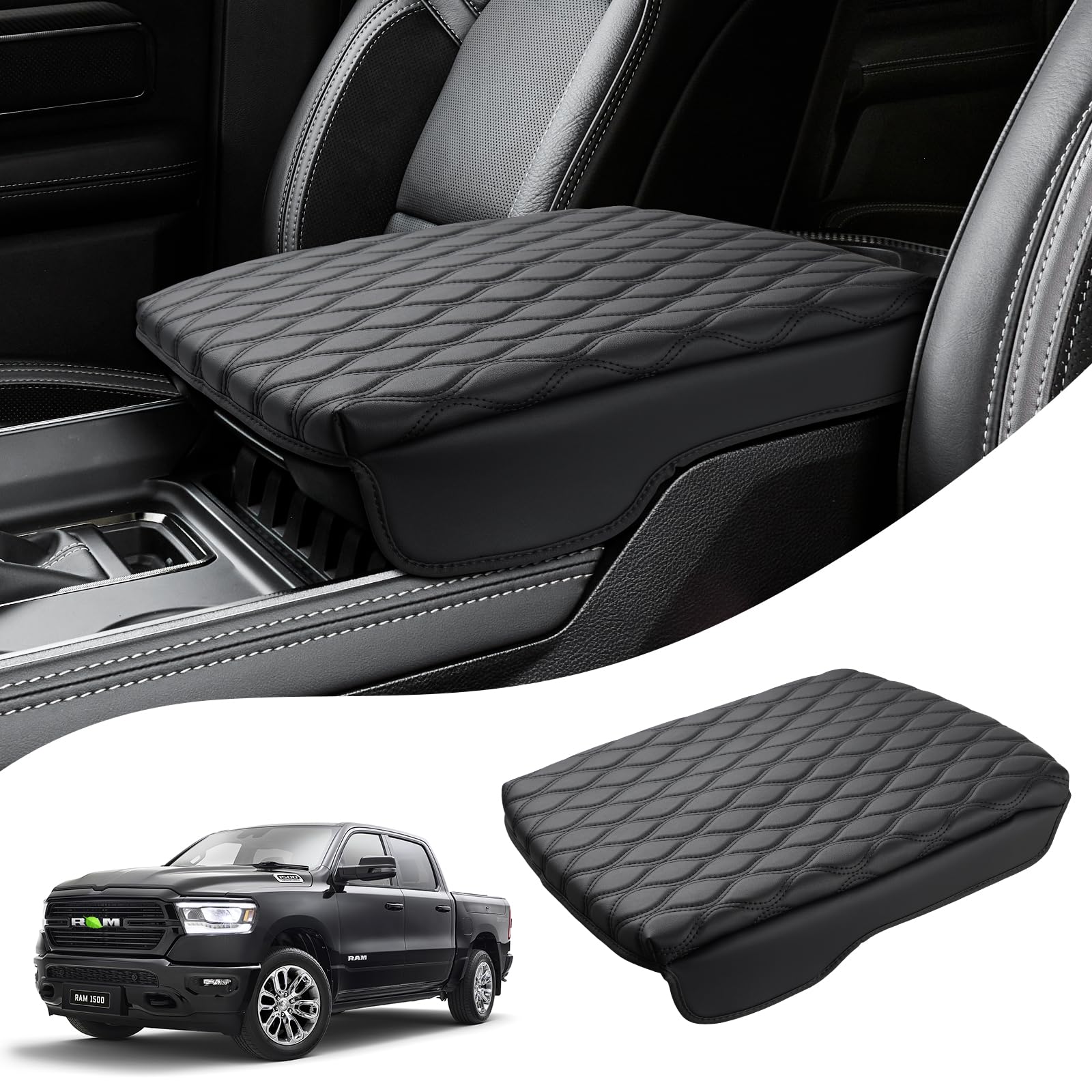 Autorder center console cover on bucket-seat Ram protects the armrest from wear