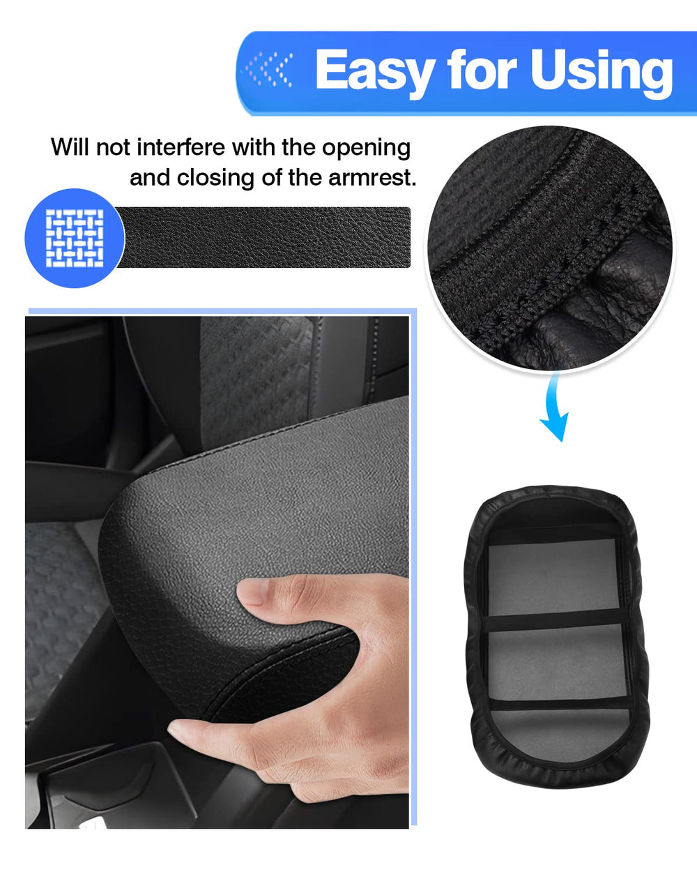 Simple installation of Autorder center console cover with snug, slip-free fit
