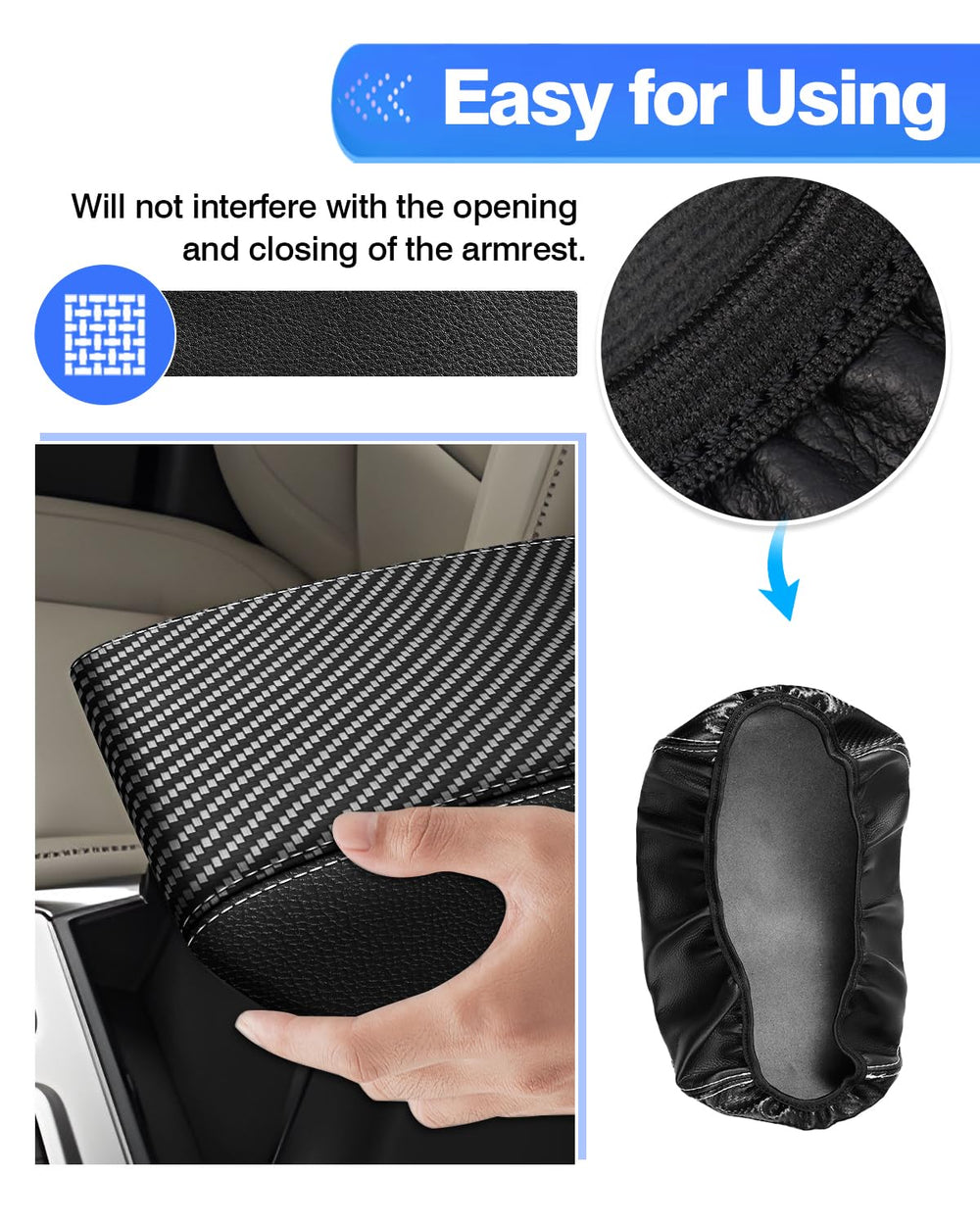 Autorder center console cover installation demonstrates secure fit without lid interference.