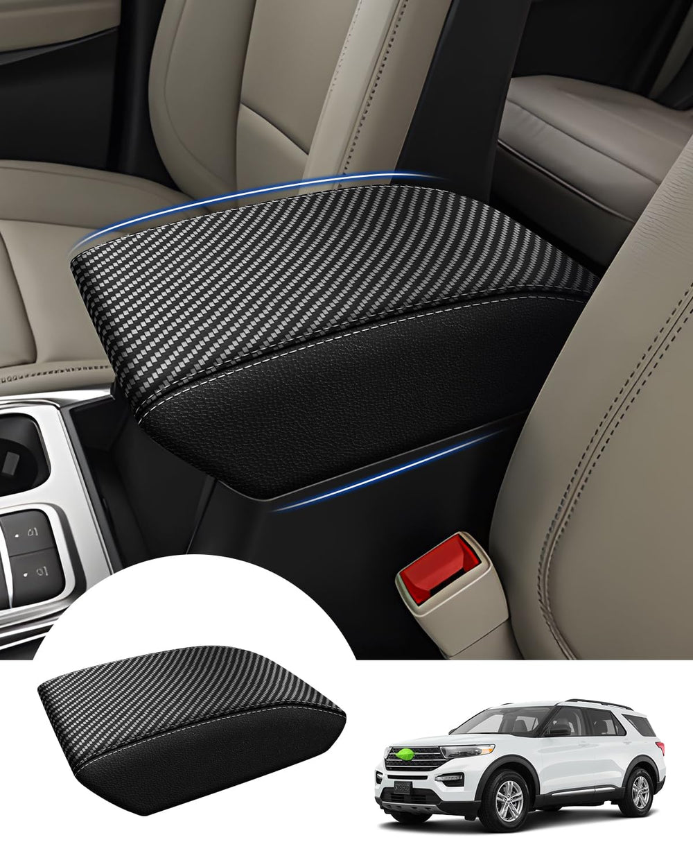 Autorder center console cover for Ford Explorer fits 2020-2026 and protects the armrest.