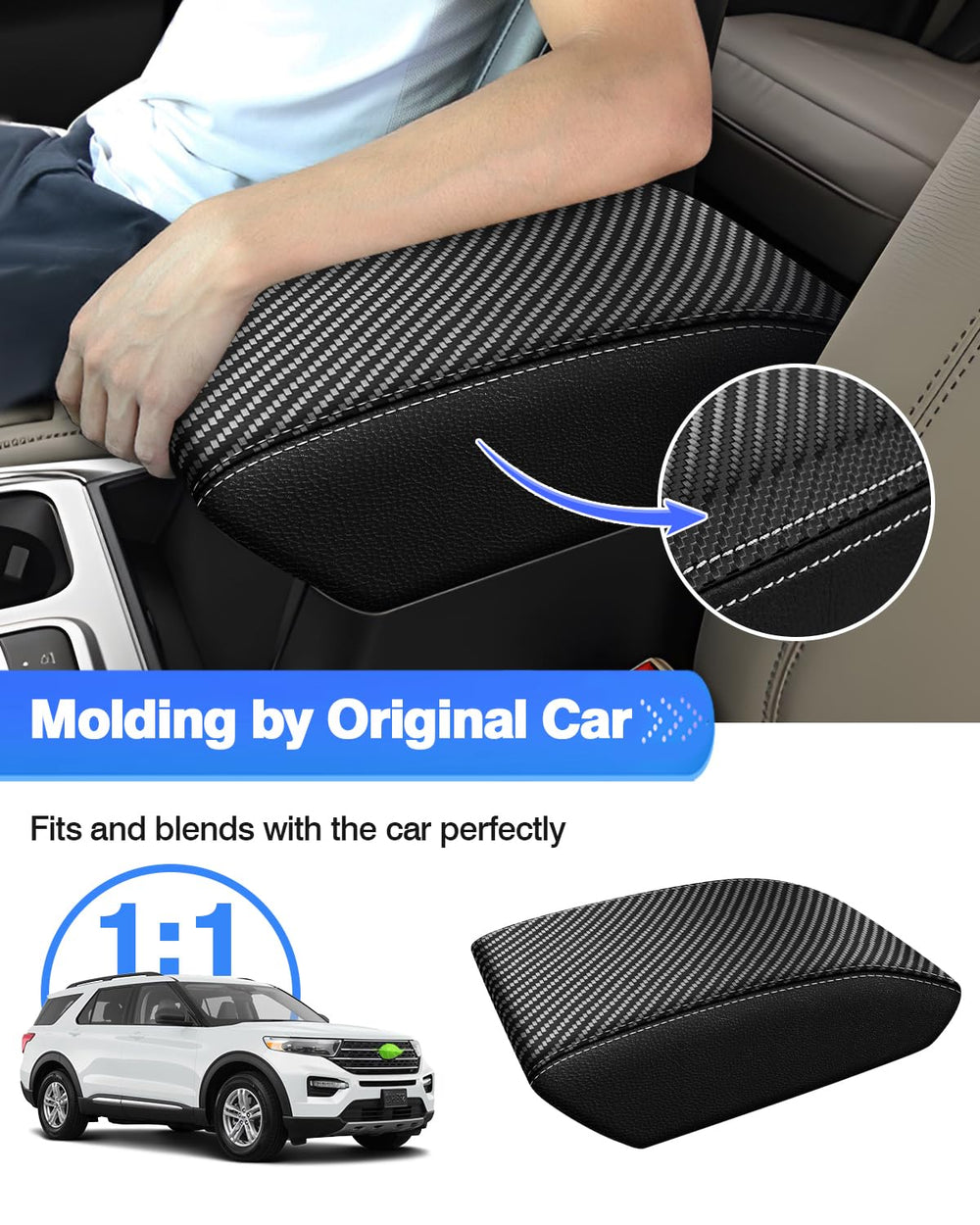 Autorder center console cover highlights soft leather texture for daily use.