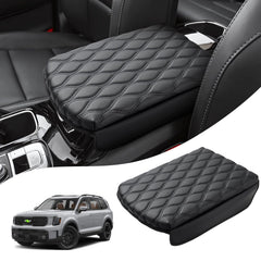 AutOrder center console cover for Telluride—front view highlights precise fit and Napa leather softness.